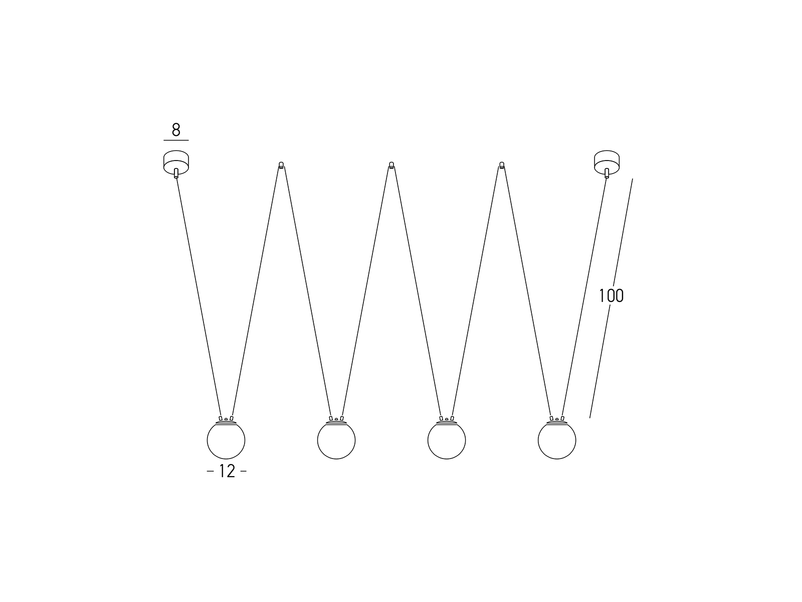 Závěsné svítidlo olivově zelené, 4xG9, ø12cm