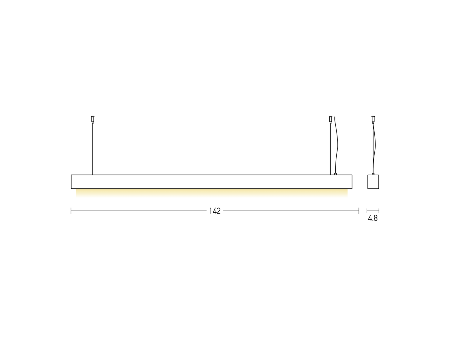 Závěsné LED svítidlo hliník, 45W, 3000K, 142cm