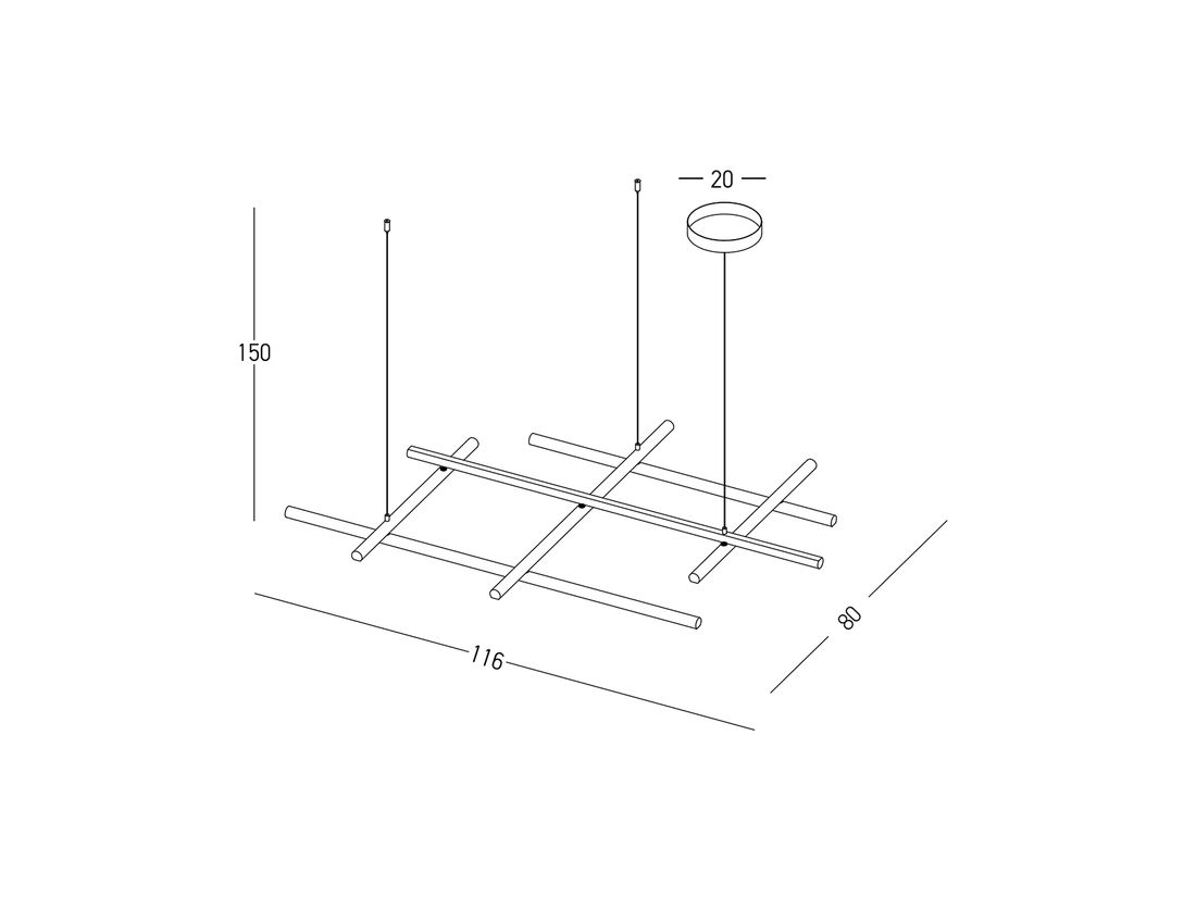 Závěsné LED svítidlo matně zlaté, 80W, 3000K, 116cm