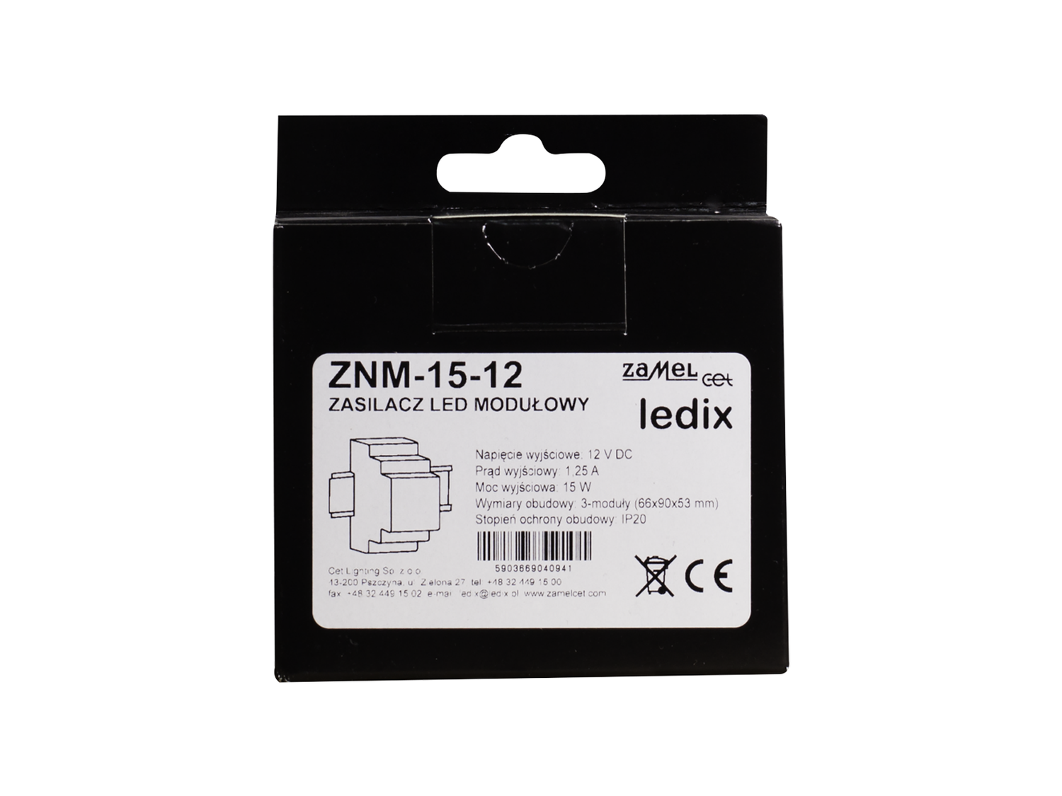 Napájecí zdroj LEDIX ZNM-15-12 do rozvodné skříně