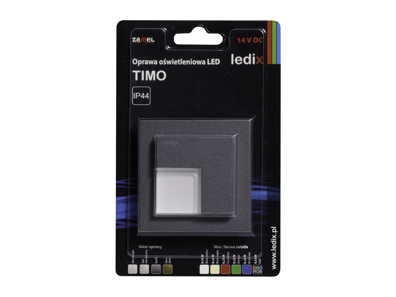 Svítidlo LED do krabice LEDIX TIMO 14V DC, grafit, RGB, IP44