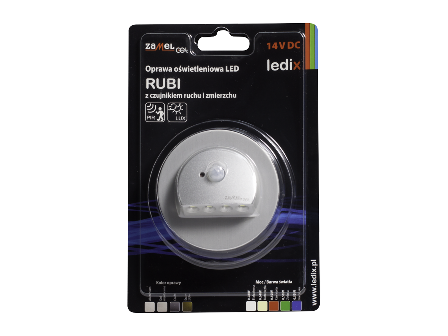 Svítidlo LED s pohybovým čidlem pod omítku LEDIX RUBI 230 V AC, hliník, teplá bílá, IP20