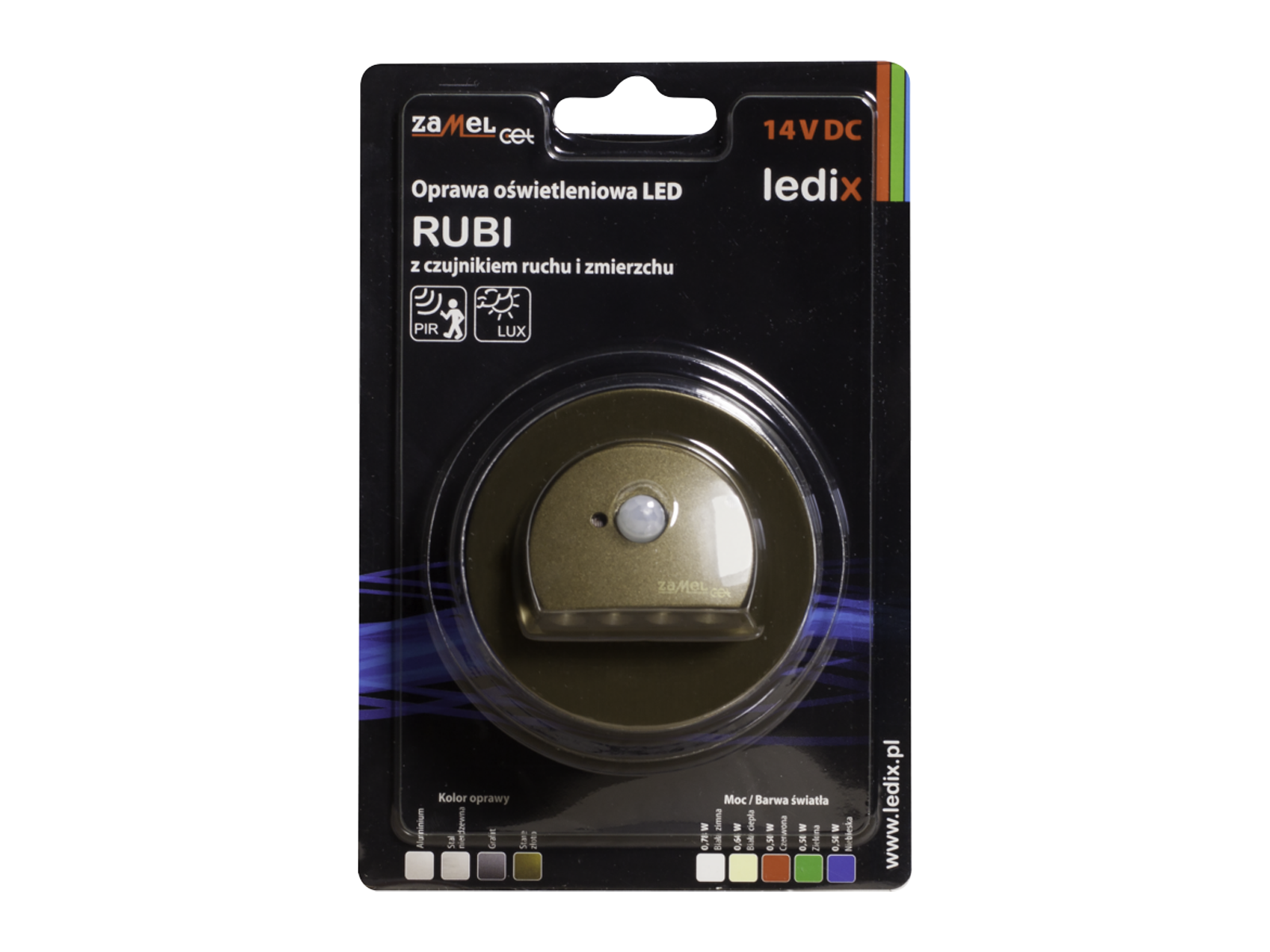 Svítidlo LED s pohybovým čidlem pod omítku LEDIX RUBI 230 V AC, zlatá patina, teplá bílá, IP20