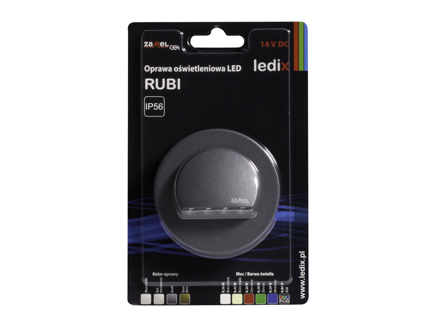Svítidlo LED pod omítku LEDIX RUBI 14V DC, grafit, RGB, IP56