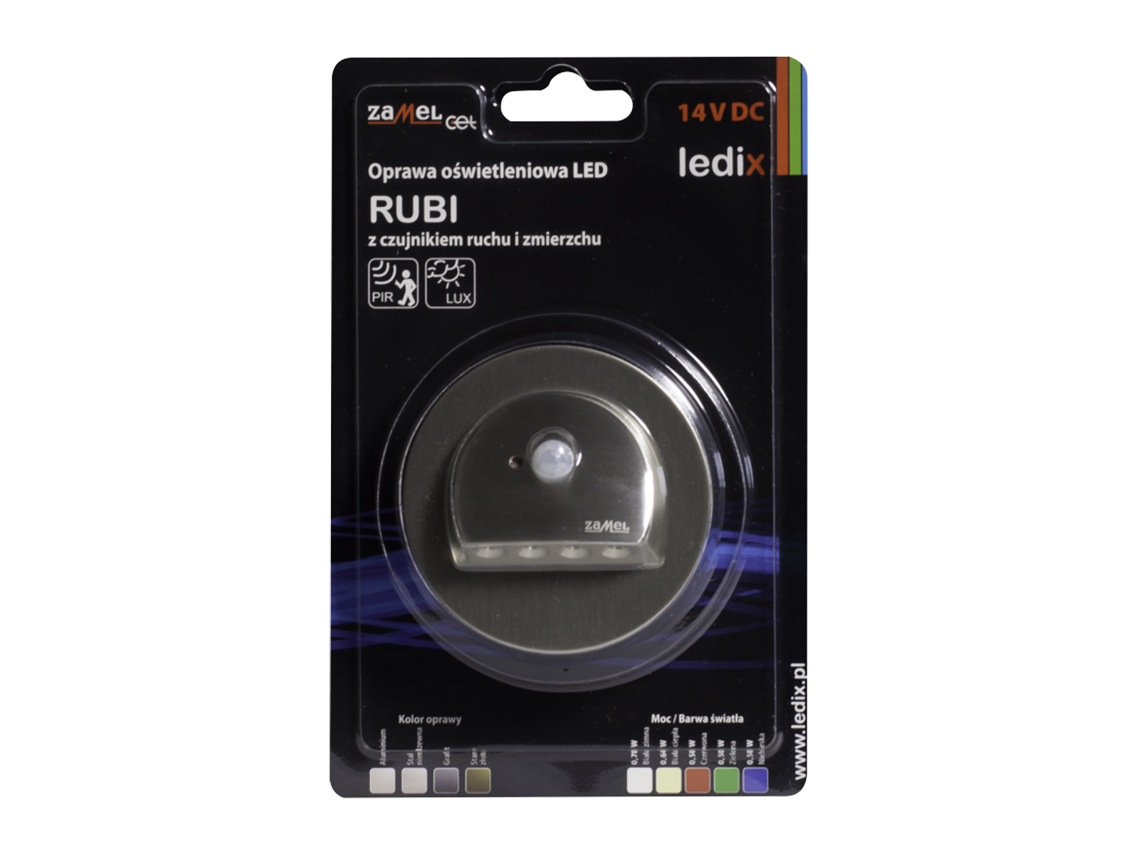 Svítidlo LED s čidlem pohybu pod omítku LEDIX RUBI 14V DC, kartáčovaná ocel, studená bílá, IP20