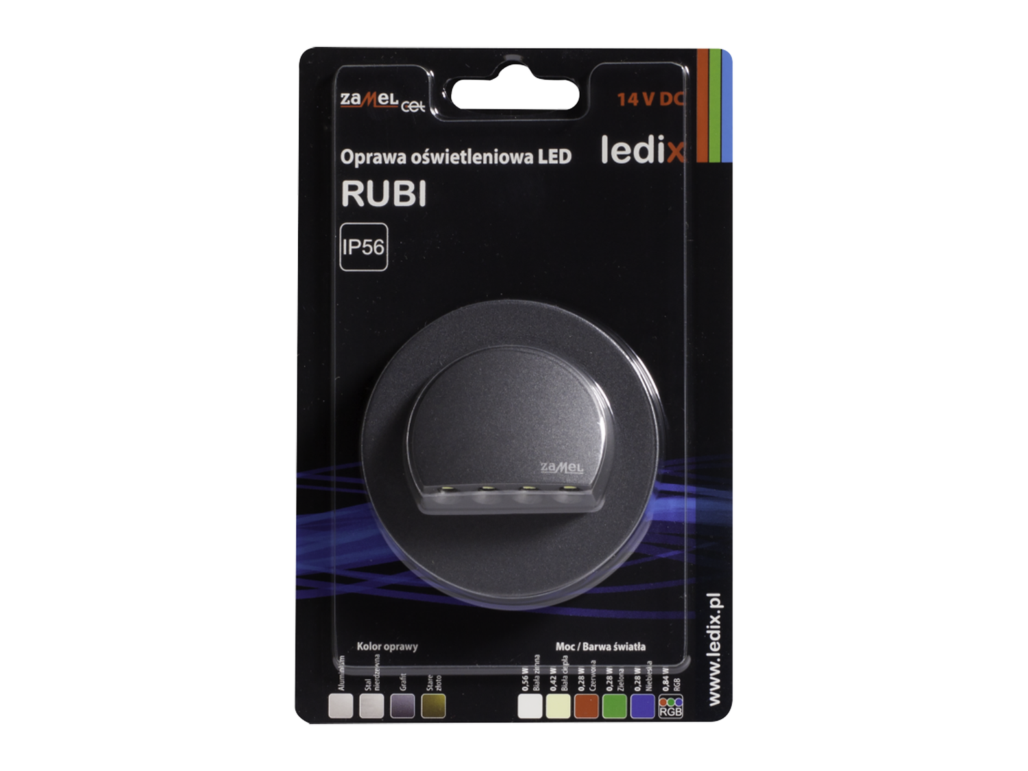 Svítidlo LED na omítku LEDIX RUBI 14V DC, grafit, RGB, IP56