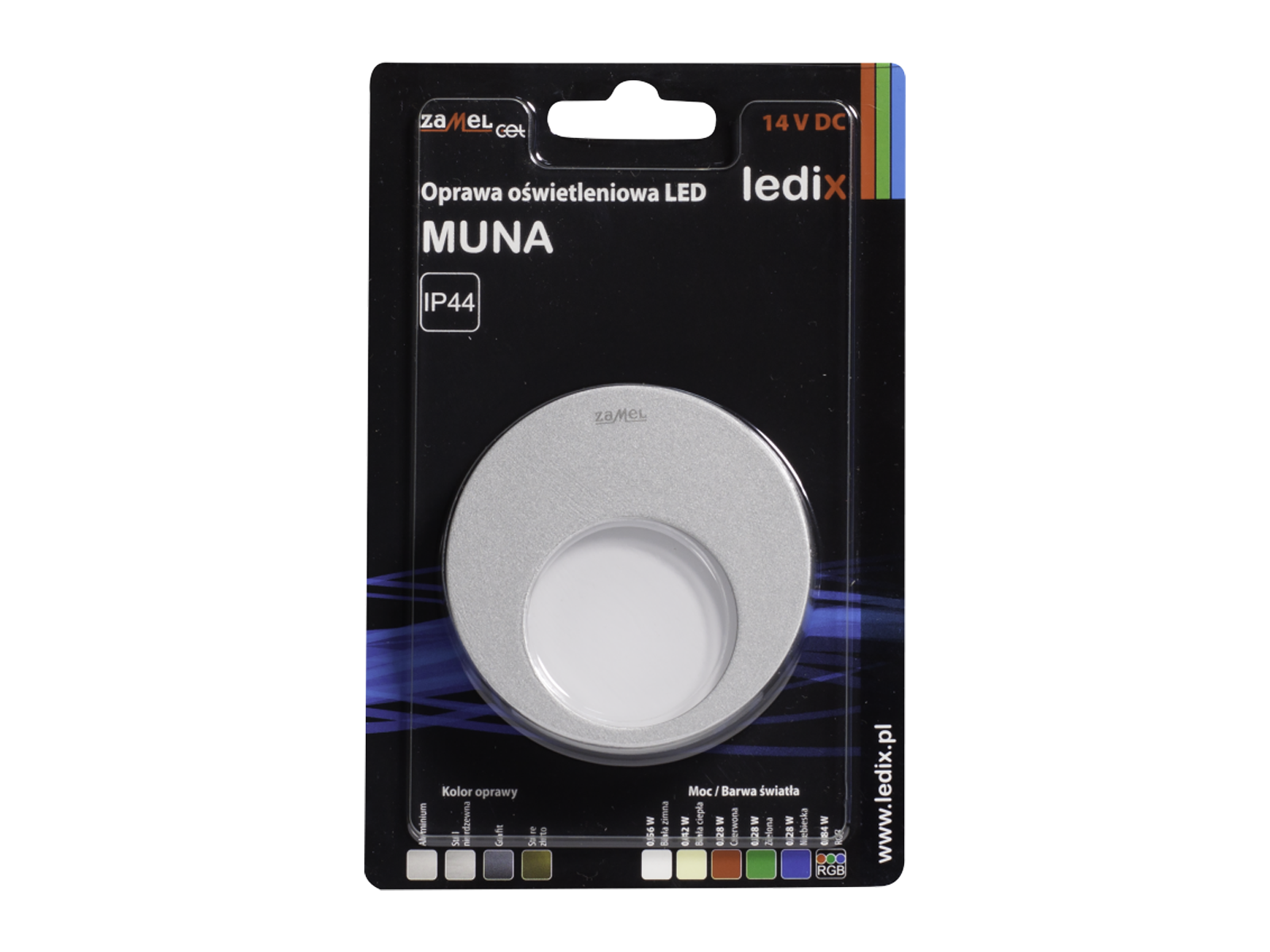 Svítidlo LED na omítku LEDIX MUNA 14V DC, hliník, RGB diody, IP44