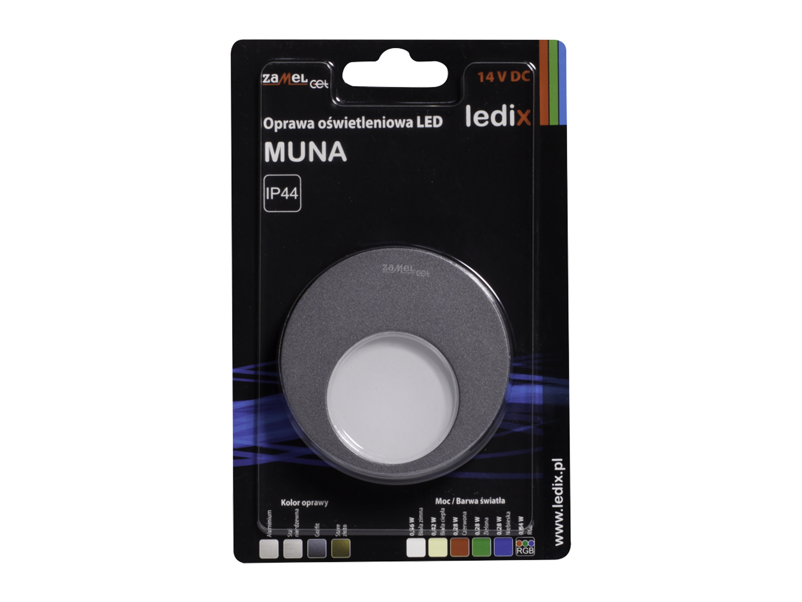 Svítidlo LED na omítku LEDIX MUNA 14V DC, grafit, studená bílá, IP44
