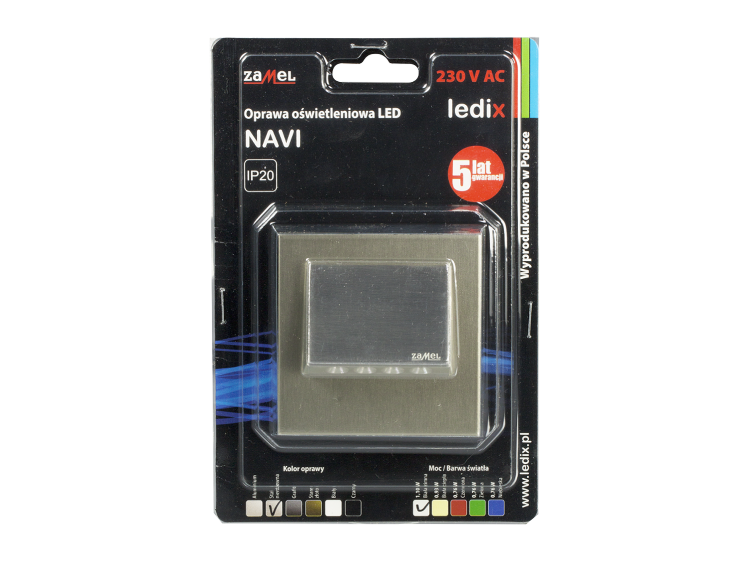 Svítidlo LED do KU krabice pod omítku LEDIX NAVI 230V AC, nerezová ocel, studená bílá, IP20
