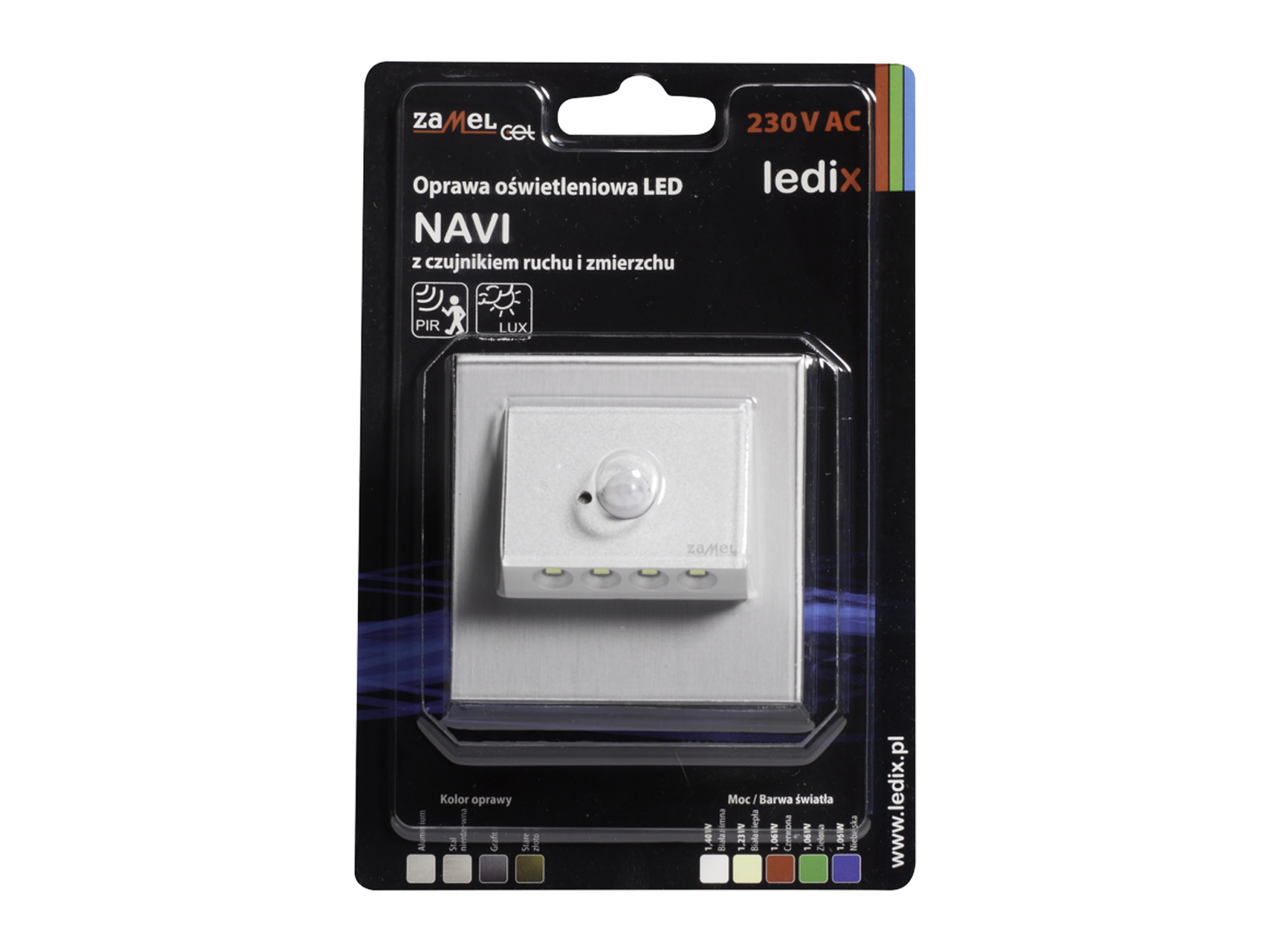 Svítidlo LED se senzorem do KU krabice LEDIX NAVI 230 V AC, hliník, studená bílá, IP20