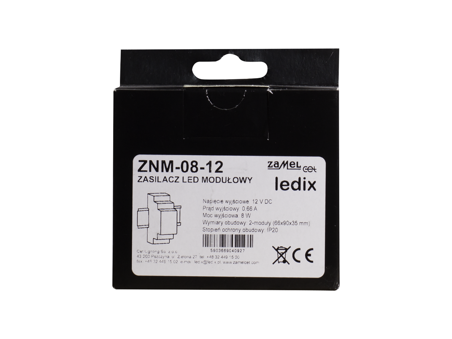 Napájecí zdroj LEDIX ZNM-08-12 do rozvodné skříně