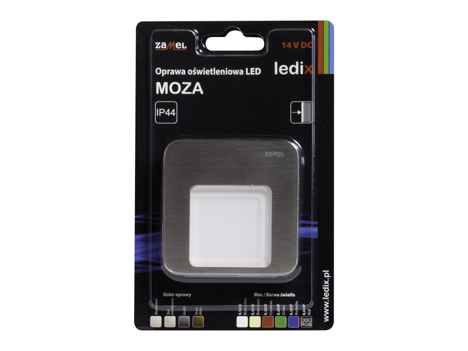 Svítidlo LED na omítku LEDIX MOZA 14V DC, nerezová ocel, RGB diody, IP44