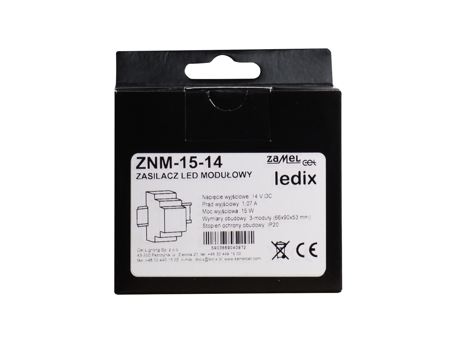 Napájecí zdroj LEDIX ZNM-15-14 do rozvodné skříně