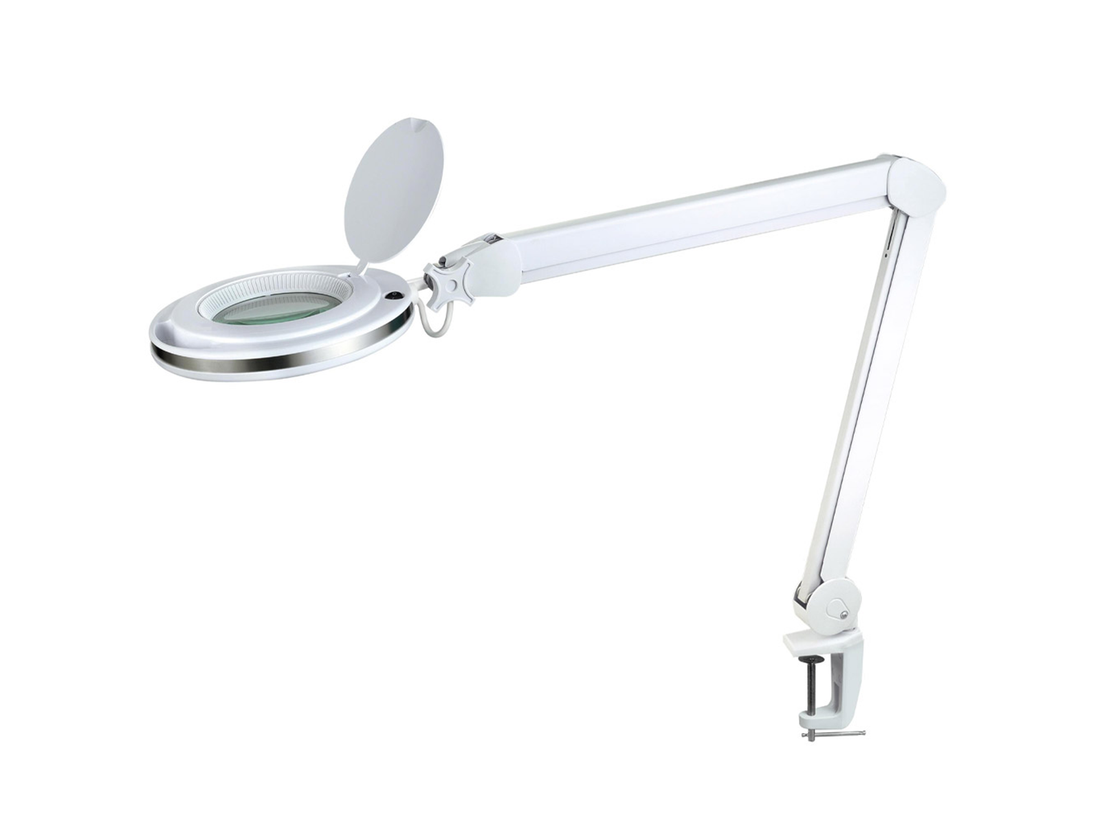 Stolní LED lampa Magni na clip, bílá, 8W, 76cm