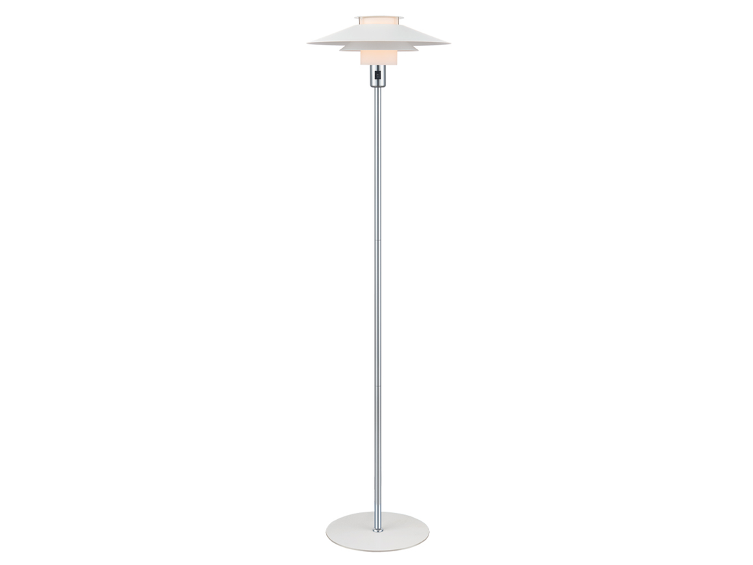 Stojací lampa Rivoli, bílá/chrom, 146cm