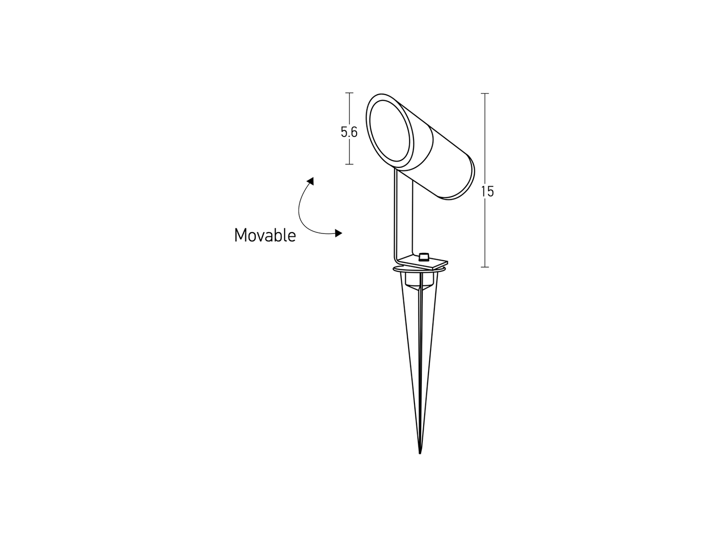Zahradní bodové LED svítidlo se zápichem grafit, 7W, 3000K, 15cm