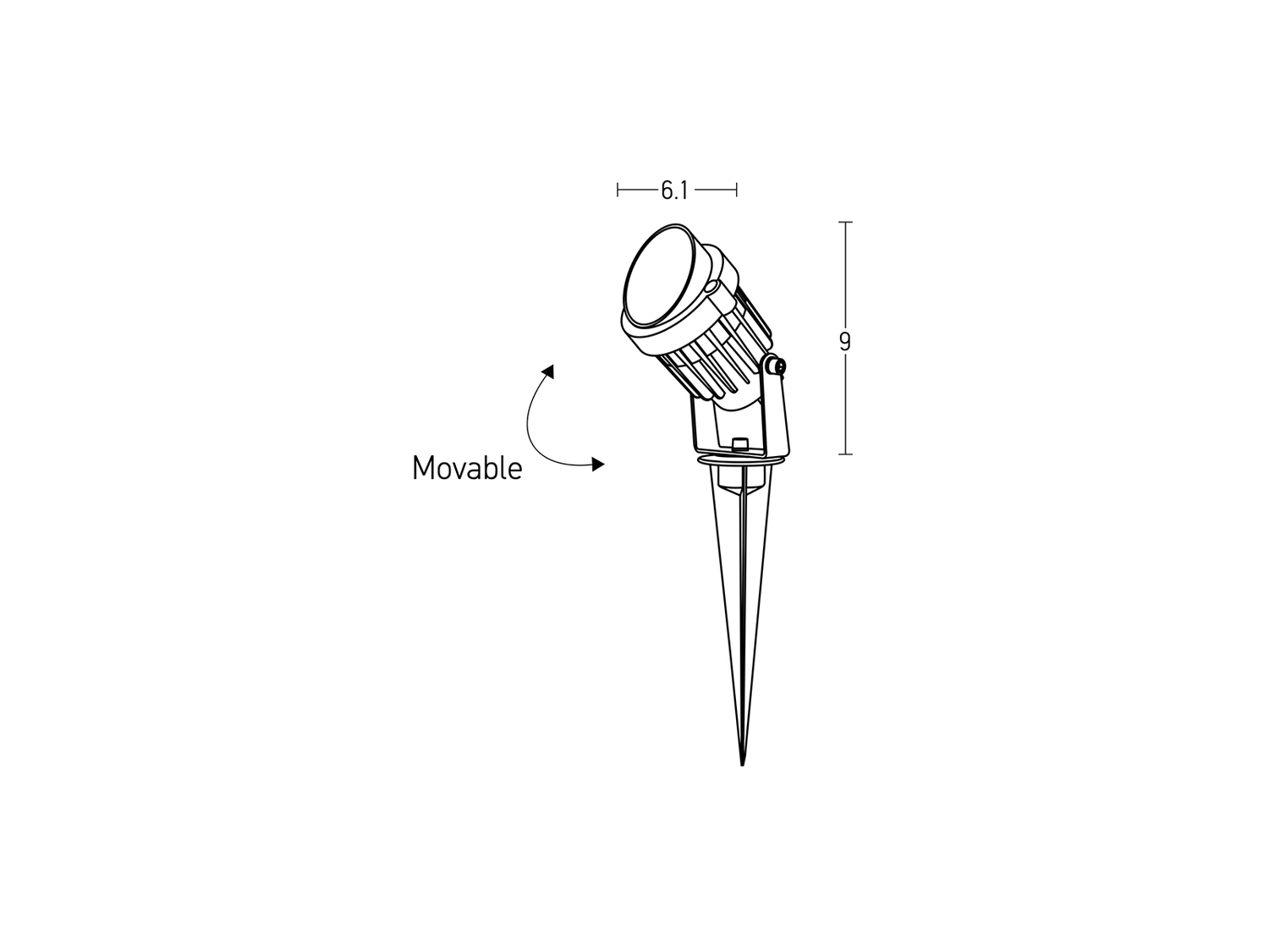 Zahradní bodové LED svítidlo se zápichem grafit, 5W, 3000K, 9cm