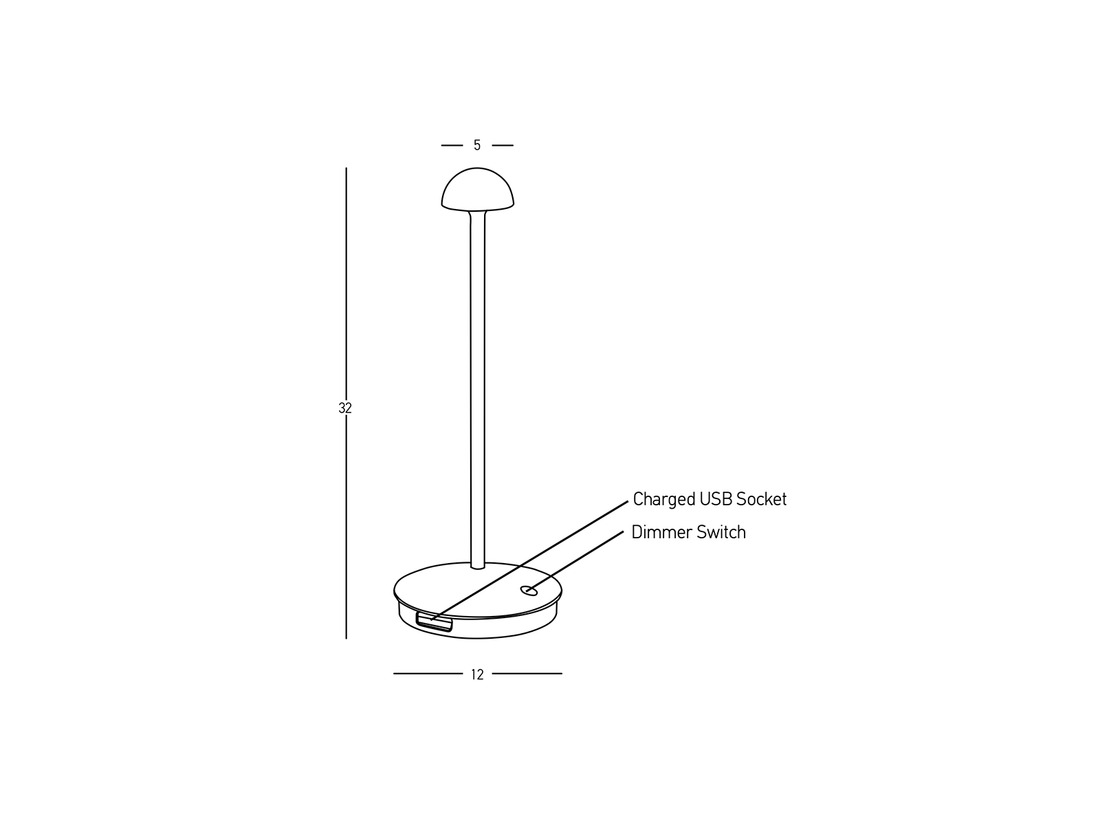 Stolní LED lampa matně černá, 2W, 3000K, 32cm