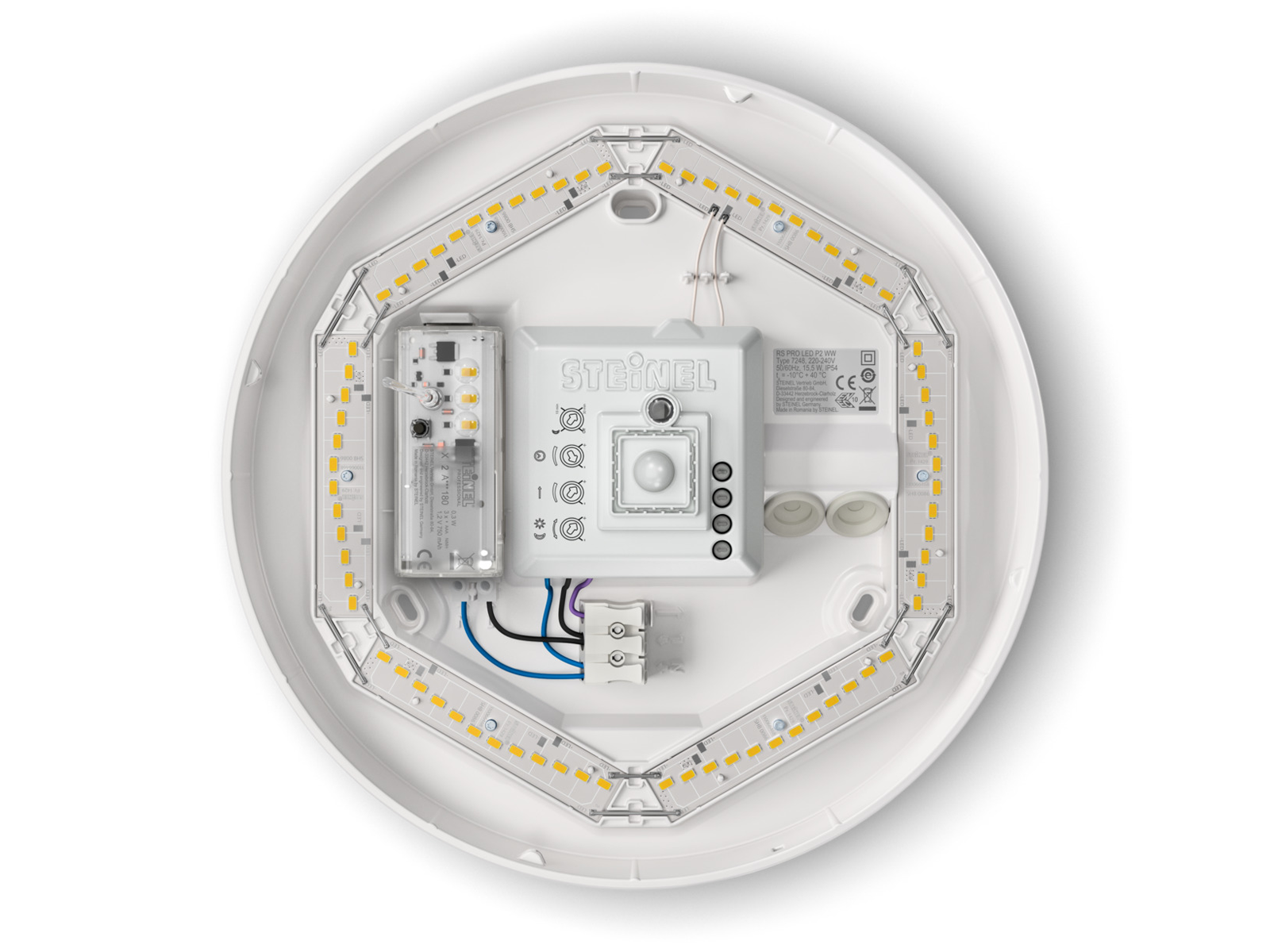 Vnitřní senzorové LED svítidlo RS PRO P2 S nouzové světlo 15,1W, 3000K