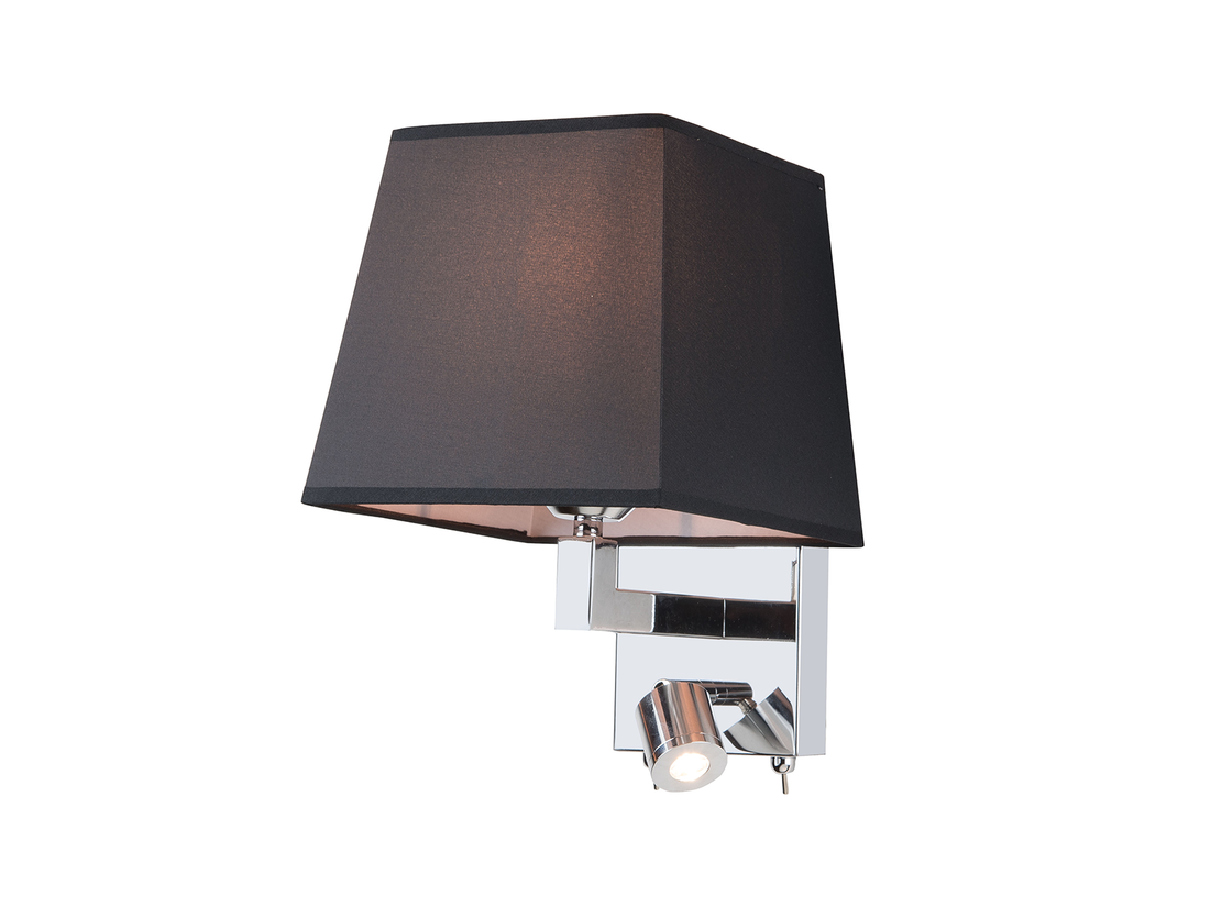 Nástěnné LED svítidlo chrom/černé, 1xE27, 3W, ø19cm