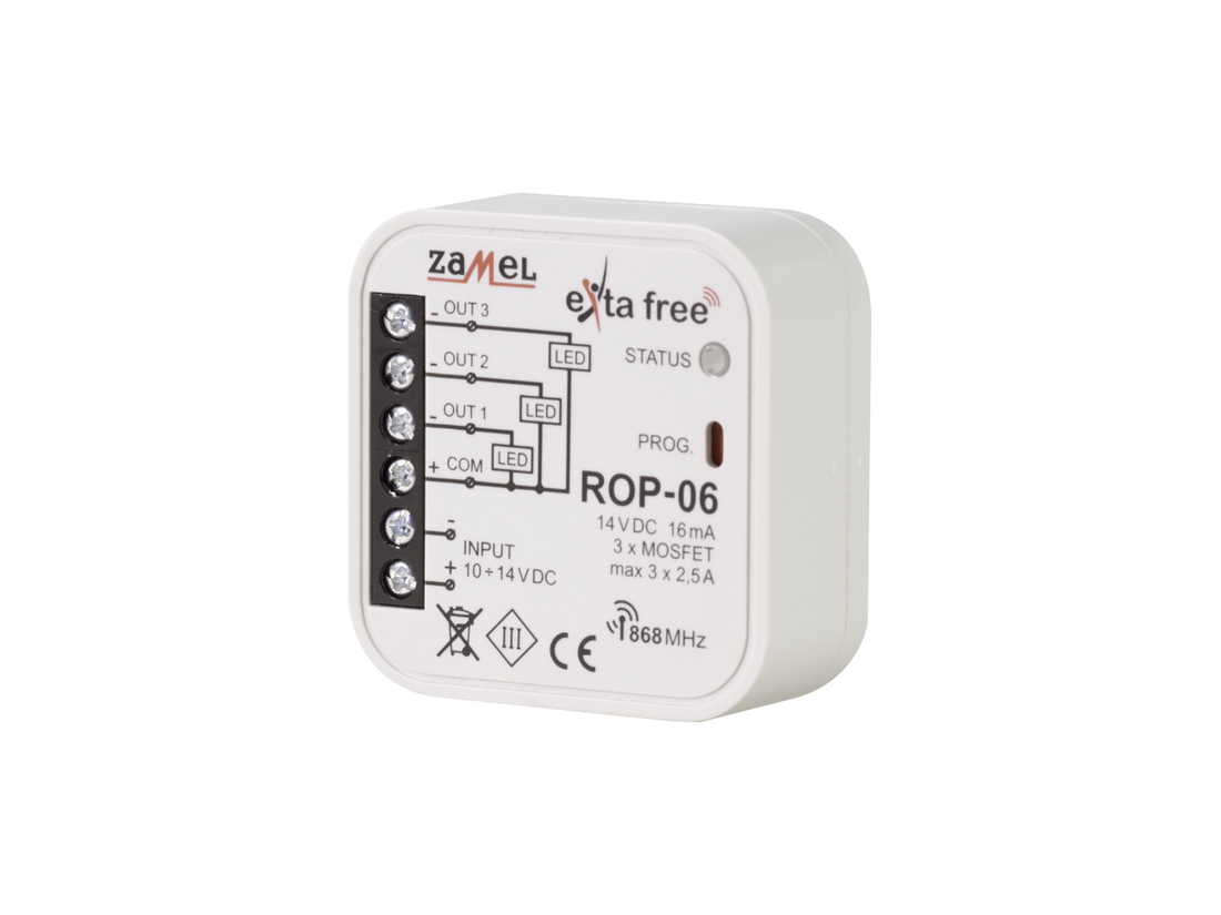 Rádiový přijímač ROP-06 2-kanálový do krabice
