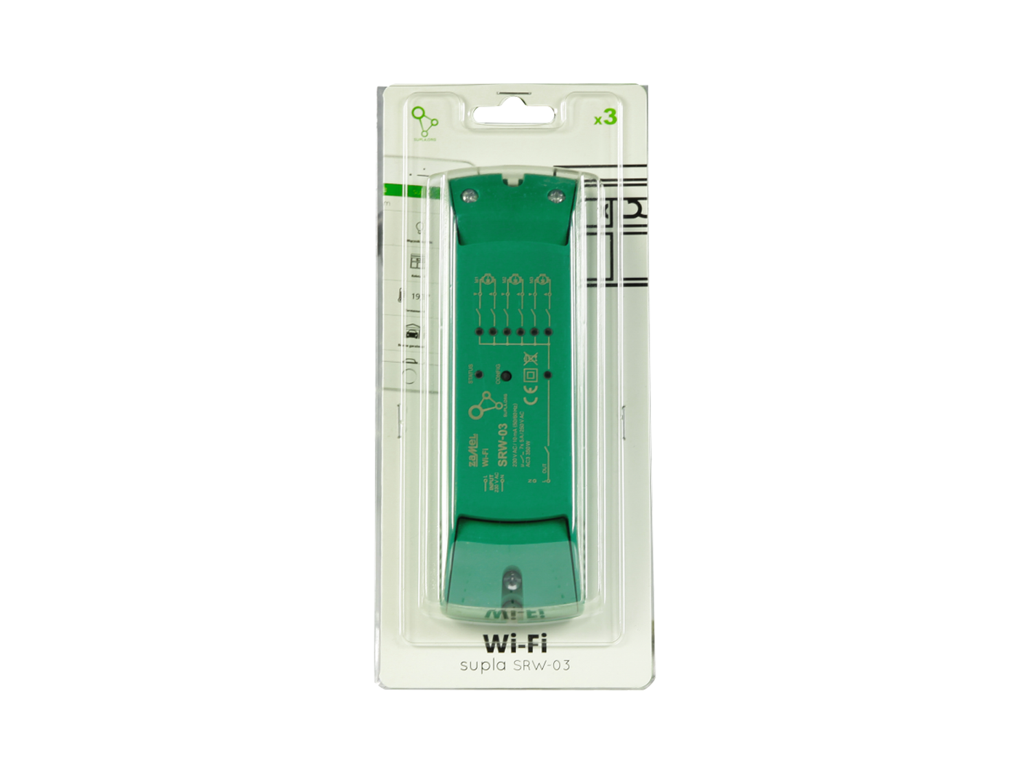 Wi-Fi ovládač rolet Supla SRW-03, 3 rolety + 1 kanál